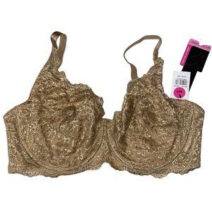 QT Intimates Kelly Lace Bra Nude Beige Size 46D Skin Tone Womens Nylon Underwire